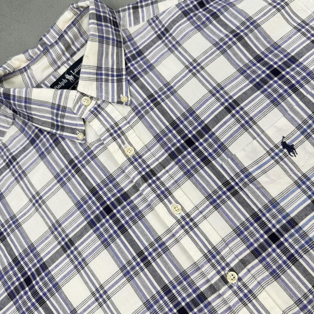 Ralph Lauren Blaire Shirt Mens 2XL Blue Plaid Long Sleeve Button Down Pony Logo